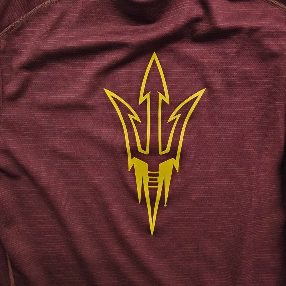 Adidas ASU Sun Devils Men Medium Maroon Climalite Pitchfork Hoodie‎ Shirt